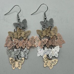 Butterfly Dangle Earrings in Gold, Silver, and Rose Gold